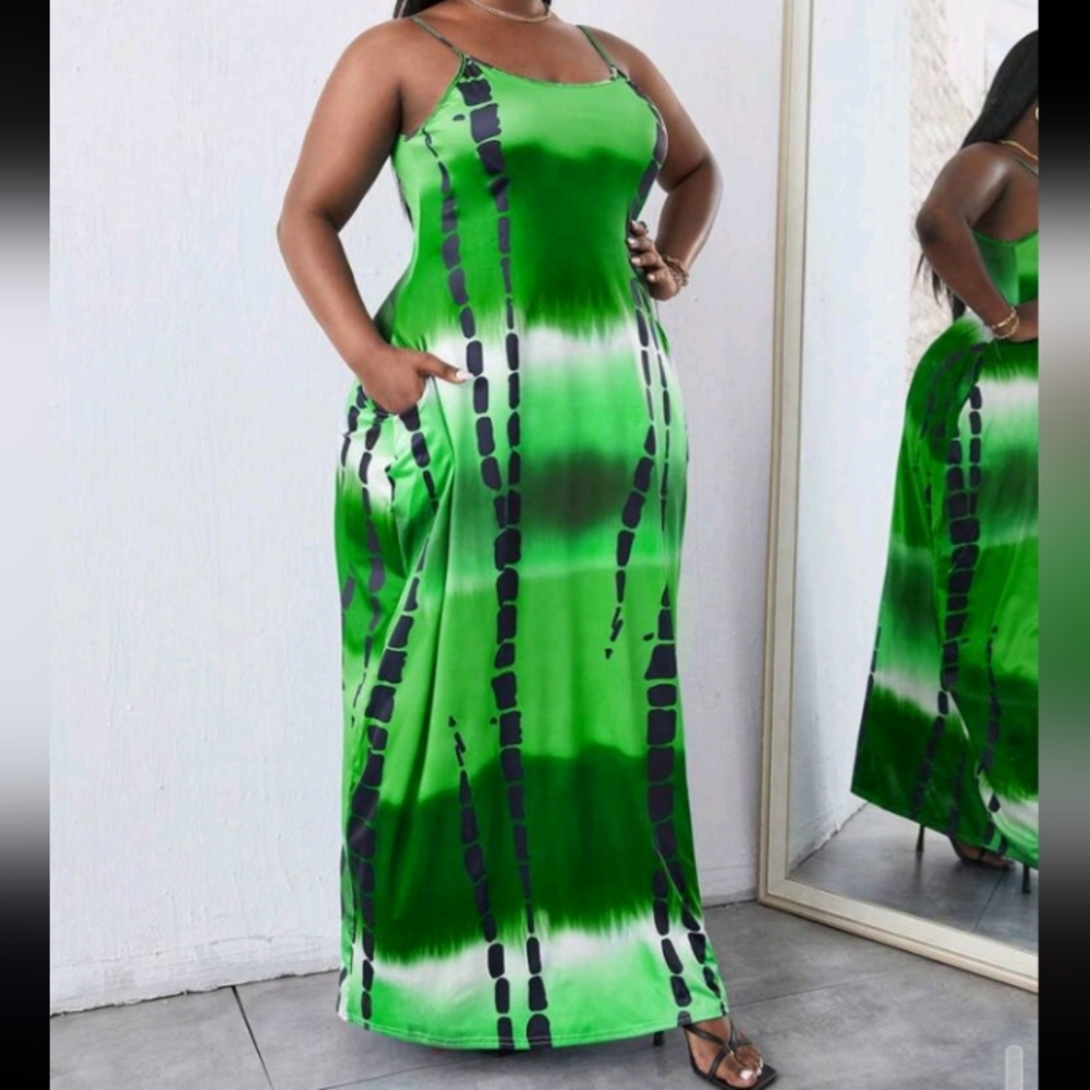 Hidden Pocket Tie Dye Cami Maxi Dress - Picture 4 of 5